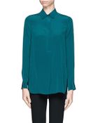 Vince Half Placket Silk Shirt - Lyst