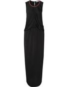 Carven Ruched Satin Maxi Dress - Lyst