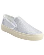Saint Laurent Silver Glitter Canvas Slip On Loafers - Lyst