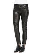 RED Valentino Flat-Front Leather Moto Pants - Lyst