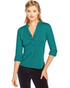 Maison Jules Three-Quarter-Sleeve V-Neck Top - Lyst