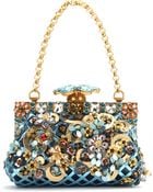 Dolce & Gabbana Vanda Embellished Metallic Leather Clutch - Lyst