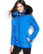 Calvin Klein Hooded Faux-Fur-Trim Quilted Puffer Coat - Lyst