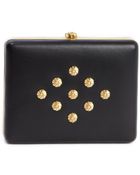 Alexander McQueen Black Leather Buckle Detail Skull Clasp Clutch - Lyst