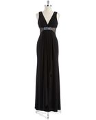 Xscape Halter Gown With Beaded Accents - Lyst