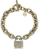 Michael Kors Goldtone Pavé Padlock Toggle Bracelet - Lyst