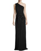 Michael Kors Sequined One-Shoulder Ruched Gown - Lyst