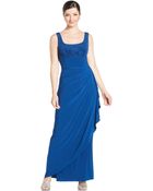 Alex Evenings Glitter Jacquard Draped Gown And Jacket - Lyst