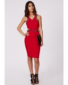 Missguided Jessie Crepe Chain Trim Midi Dress Red - Lyst