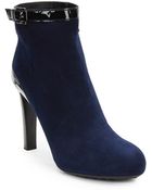 Tod's Suede Patent Leather Trimmer Ankle Boots - Lyst