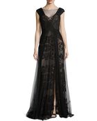 Monique Lhuillier Silk Gown Of Organza - Lyst