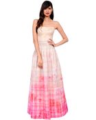 Kay Unger Ombre Floral Print Silk Strapless Gown - Lyst