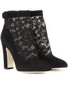 Dolce & Gabbana Vally Suede And Lace Ankle Boots - Lyst