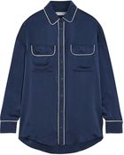 Each X Other Leather-Trimmed Washed-Silk Shirt - Lyst