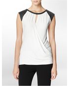 Calvin Klein Drape Front Cap Sleeve Top - Lyst