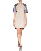 3.1 Phillip Lim Leather Baseball Dress With Contrast Sleeves - Lyst
