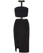 Alice + Olivia Evy Leather Choker Dress - Lyst