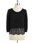 French Connection Ribbed Sweater With Cutout Underlay - Lyst