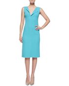 Oscar de la Renta Sleeveless Fold-collar Sheath Dress - Lyst