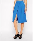 Asos Midi Skirt With Crossover Front - Lyst