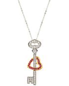 Cz By Kenneth Jay Lane Heart & Key Pendant Necklace - Lyst