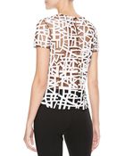 Oscar de la Renta Sheer Lattice-Sequined Blouse - Lyst