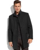 Kenneth Cole Wool-Blend Faux-Leather-Trim Walking Coat - Lyst