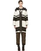Isabel Marant Ecru and Brown Wool Adil Blanket Coat - Lyst