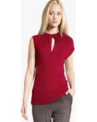 Halston Draped Neck Knit Top - Lyst