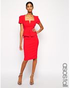 Asos Tall Pencil Dress With Layered Peplum - Lyst