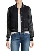 Rachel Zoe Faux-Leather-Sleeve Baseball Jacket - Lyst