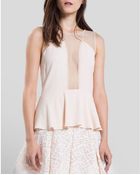 Sandro Top - Sheer Illusion Neck Peplum - Lyst