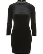 Topshop Embellished Neck Bodycon Dress - Lyst