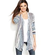 Inc International Concepts Striped Fringed Cardigan - Lyst