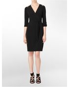 Calvin Klein White Label Roll-Up Long Sleeve Wrap Dress - Lyst
