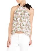 Cynthia Rowley Printed Side Tie Top - Lyst