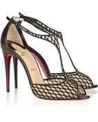 Christian Louboutin Tiny 100 Leather And Lace Sandals - Lyst
