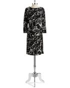 Calvin Klein Patterned Ruched Front Dress - Lyst