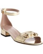 Gucci Light Gold Suede Horsebit Detail Anklestrap Sandals - Lyst