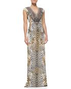 Camilla Silk Animal-Print Long Coverup Dress - Lyst