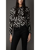 Burberry Geometric Print Silk Shirt - Lyst