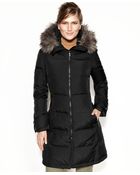 Calvin Klein Petite Hooded Faux-Fur-Trim Down Puffer Coat - Lyst