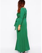 Asos Curve Maxi Dress With Tie Front - Lyst