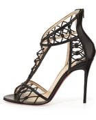 Christian Louboutin Martha Lattice Red Sole Sandal Black - Lyst