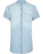 River Island Light Wash Denim Grandad Shirt - Lyst