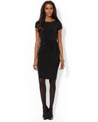 Lauren by Ralph Lauren Capsleeve Knotted Jersey Dress - Lyst