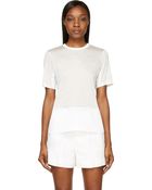3.1 Phillip Lim Grey And White Poplin_Trimmed T_Shirt - Lyst