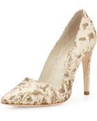 Alice + Olivia Dina Croc-Embossed Leather Pump - Lyst