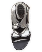 Rene Caovilla Strappy Suede Crystal Sandal Blacksilver - Lyst
