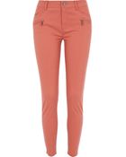 River Island Light Red Skinny Biker Pants - Lyst